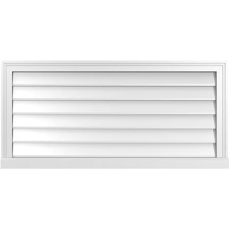 Vertical Surface Mount PVC Gable Vent W/ 2W X 2H , Brickmould Sill Frame, 42W X 20H